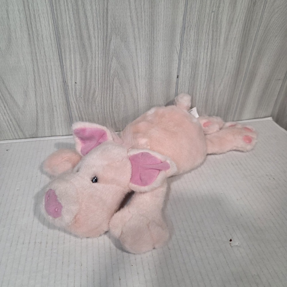 Fiesta Sue-E Pig Plush Pink Stuffed Animal Vintage Lying Laying Toes 17"